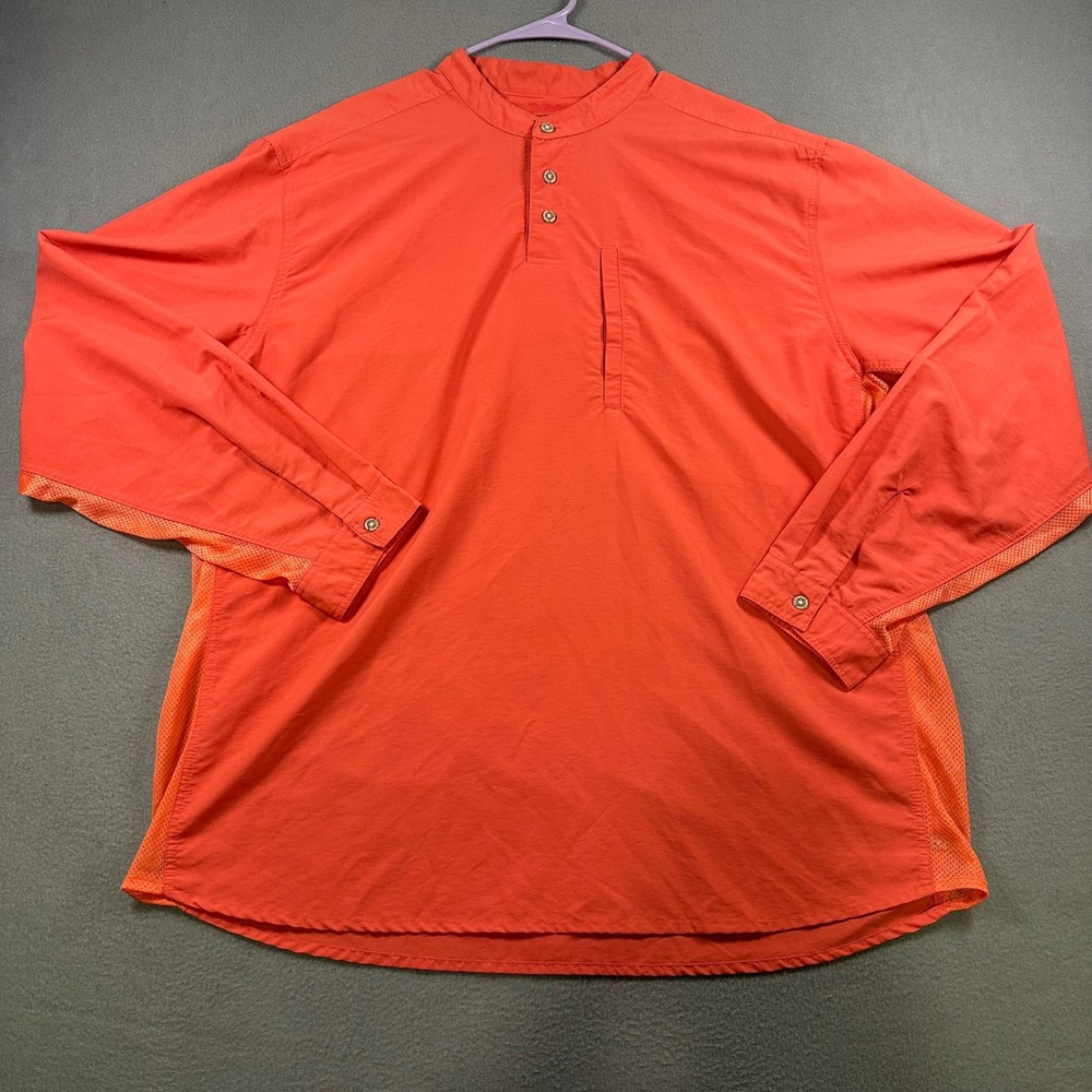 RailRiders Adventure Top Mens XL Orange Mesh Vented Henley Hiking Shirt RR-AVT